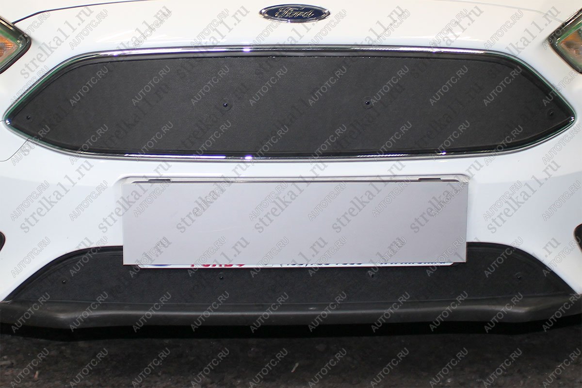 759 р. Зимняя заглушка решетки радиатора (низ) Стрелка11 Ford Focus 3 универсал рестайлинг (2014-2019) (черная)  с доставкой в г. Белгород