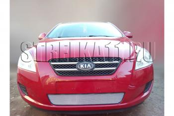 759 р. Зимняя заглушка решетки радиатора Стрелка11 KIA Ceed 1 ED дорестайлинг, хэтчбэк 5 дв. (2006-2010) (черная)  с доставкой в г. Белгород. Увеличить фотографию 2