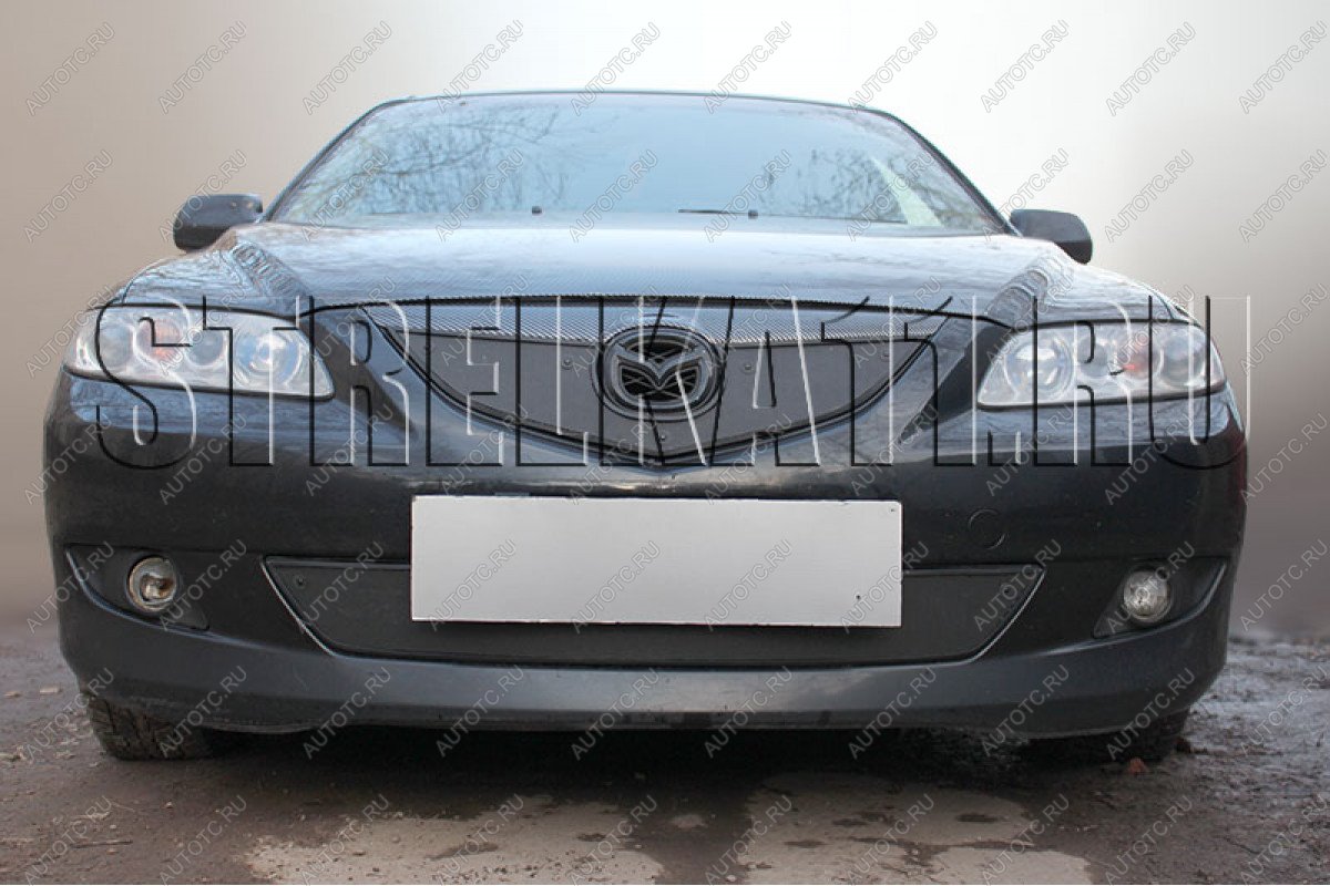 759 р.  Зимняя заглушка решетки радиатора (верх) Стрелка11 Mazda 6 GG седан дорестайлинг (2002-2005) (черная)  с доставкой в г. Белгород