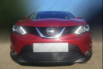 759 р. Зимняя заглушка решетки радиатора Стрелка11 Nissan Qashqai 2 J11 дорестайлинг (2013-2019) (черная)  с доставкой в г. Белгород. Увеличить фотографию 2