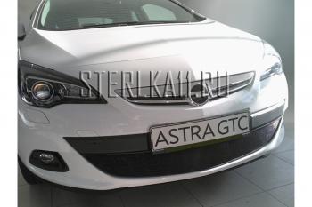 759 р. Зимняя заглушка решетки радиатора Стрелка11 Opel Astra J GTC (2011-2018) (черная)  с доставкой в г. Белгород. Увеличить фотографию 2