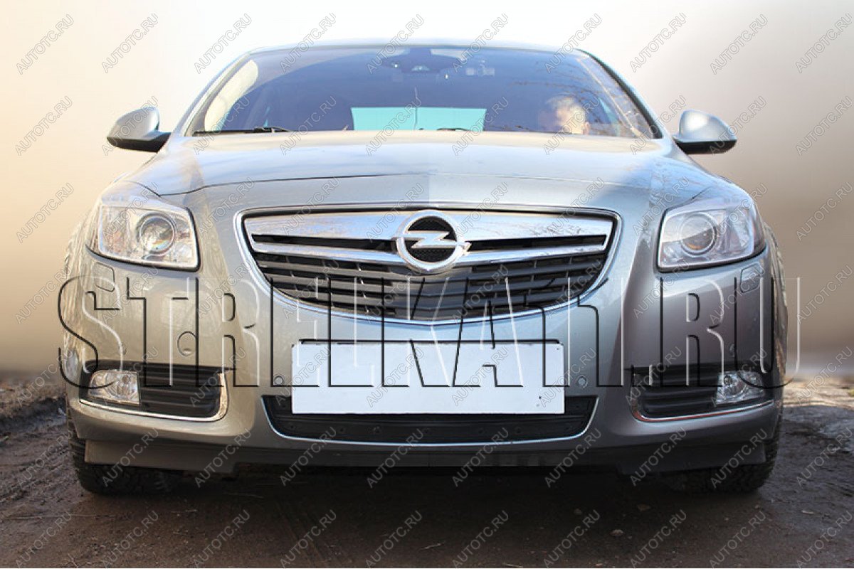 759 р. Зимняя заглушка решетки радиатора Стрелка11 Opel Insignia A дорестайлинг седан (2008-2013) (черная)  с доставкой в г. Белгород