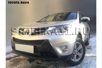 759 р. Зимняя заглушка решетки радиатора (верх) Стрелка11 Toyota RAV4 XA40 5 дв. дорестайлинг (2012-2015) (черная)  с доставкой в г. Белгород. Увеличить фотографию 2