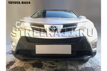 759 р. Зимняя заглушка решетки радиатора (низ) (Стандарт) Стрелка11 Toyota RAV4 XA40 5 дв. дорестайлинг (2012-2015) (черная)  с доставкой в г. Белгород. Увеличить фотографию 2
