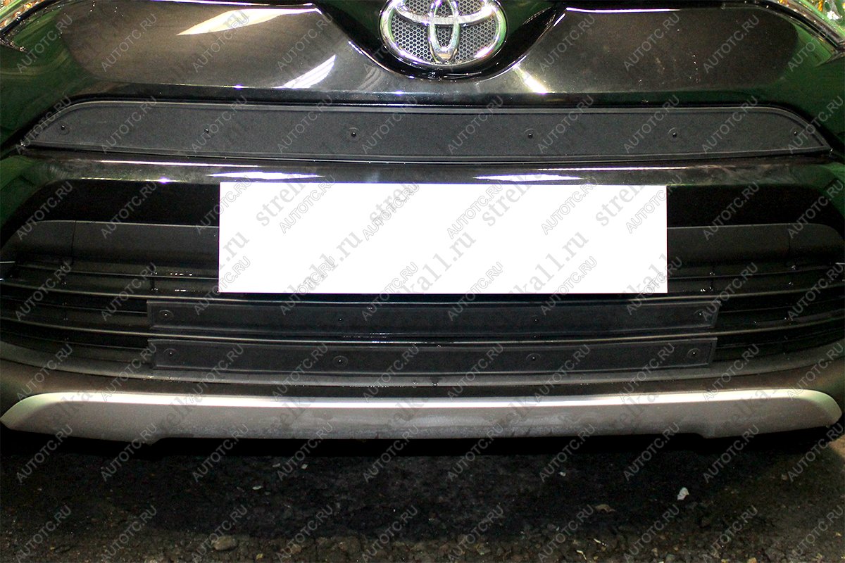 759 р. Зимняя заглушка решетки радиатора (низ 2 части) Стрелка11 Toyota RAV4 XA40 5 дв. рестайлинг (2015-2019) (черная)  с доставкой в г. Белгород