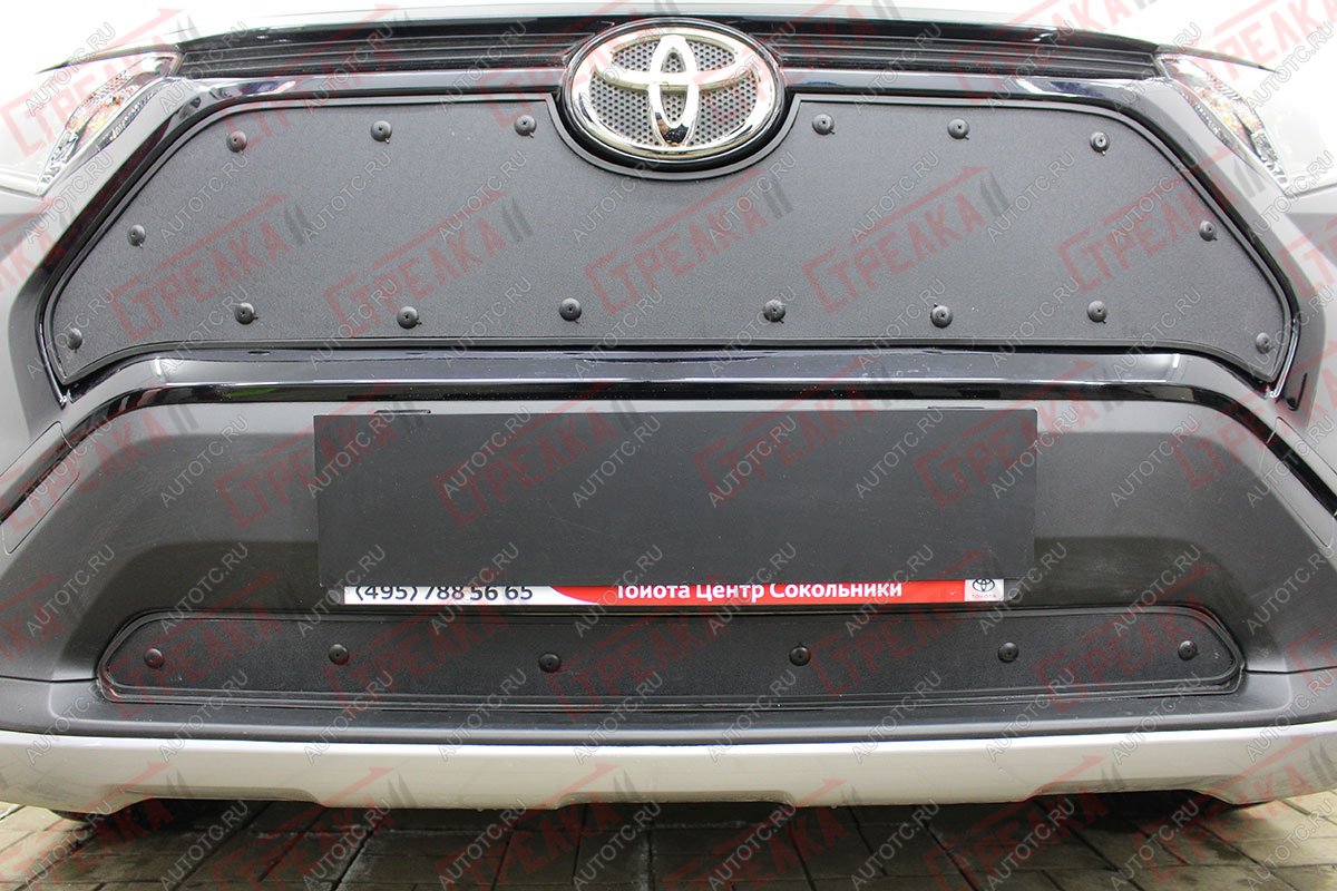 759 р. Зимняя заглушка решетки радиатора (низ) Стрелка11 Toyota RAV4 XA50 5 дв. дорестайлинг (2018-2025) (черная)  с доставкой в г. Белгород