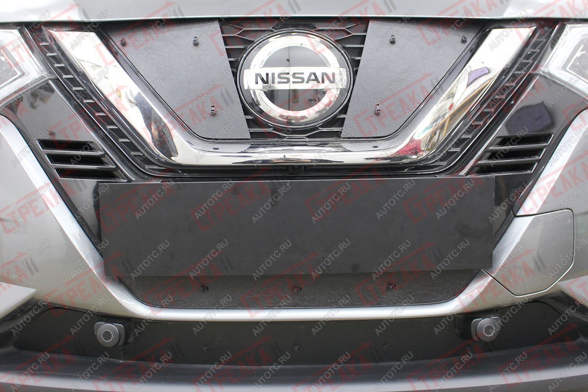 1 179 р. Зимняя защита на стяжке (верх) Стрелка11 Nissan Qashqai 2 J11 рестайлинг (2017-2022) (черная)  с доставкой в г. Белгород