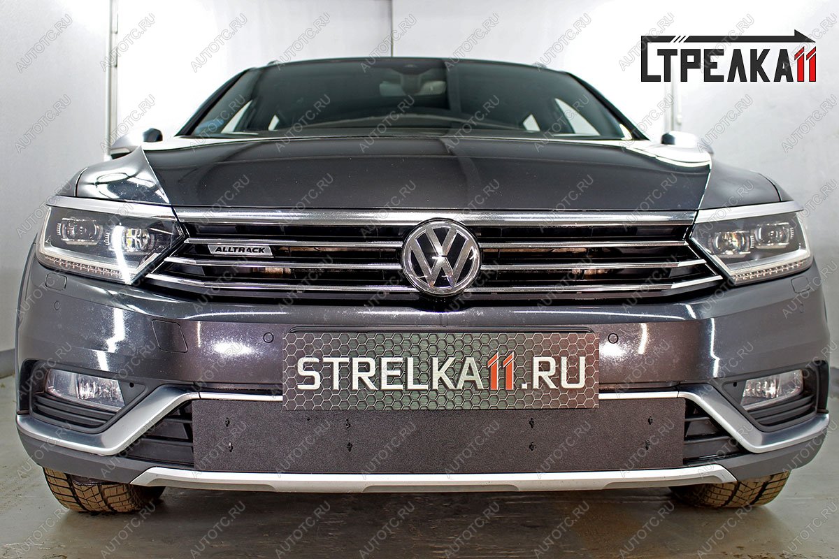 1 699 р. Зимняя защита на стяжке (низ) Стрелка11 Volkswagen Passat B8 седан дорестайлинг (2015-2019) (черная)  с доставкой в г. Белгород