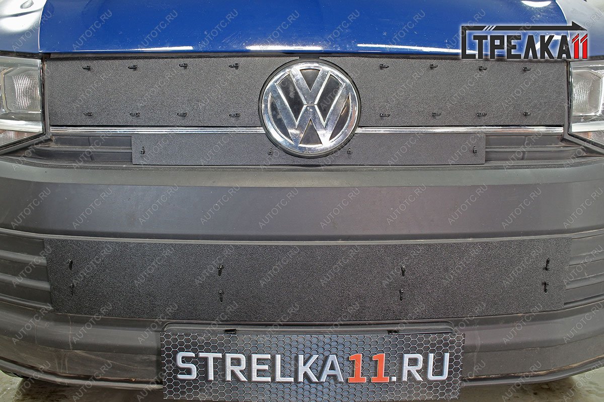1 549 р. Зимняя защита на стяжке (низ)(TrendLine) Стрелка11 Volkswagen Transporter T6 дорестайлинг (2015-2019) (черная)  с доставкой в г. Белгород