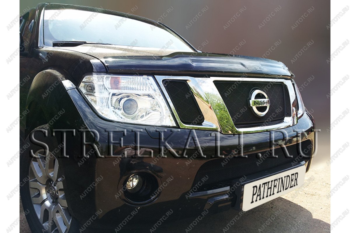 7 499 р. Защита радиатора (верх) Стрелка11 PREMIUM Nissan Pathfinder R51 рестайлинг (2009-2014) (черная)  с доставкой в г. Белгород