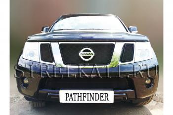 7 499 р. Защита радиатора (верх) Стрелка11 PREMIUM Nissan Pathfinder R51 рестайлинг (2009-2014) (черная)  с доставкой в г. Белгород. Увеличить фотографию 2