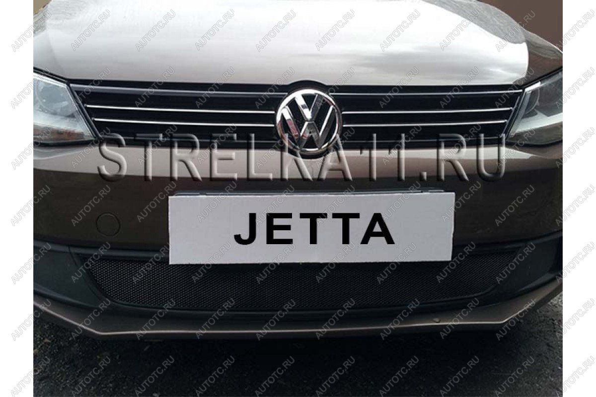 4 099 р. Защита радиатора Стрелка11 PREMIUM Volkswagen Jetta A6 седан дорестайлинг (2011-2015) (черная)  с доставкой в г. Белгород