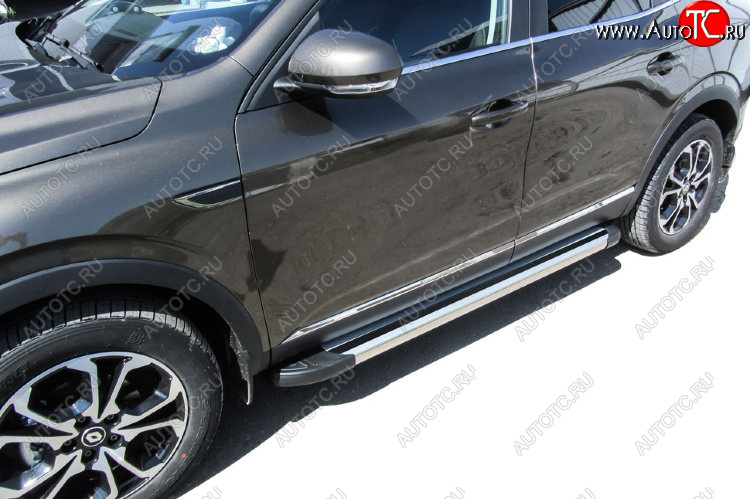 10 699 р. Пороги алюминиевые Slitkoff Renault Arkana (2019-2025) (Luxe Silver)  с доставкой в г. Белгород