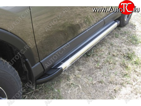 10 699 р. Пороги алюминиевые Slitkoff Renault Duster HS дорестайлинг (2010-2015) (Luxe Silver)  с доставкой в г. Белгород