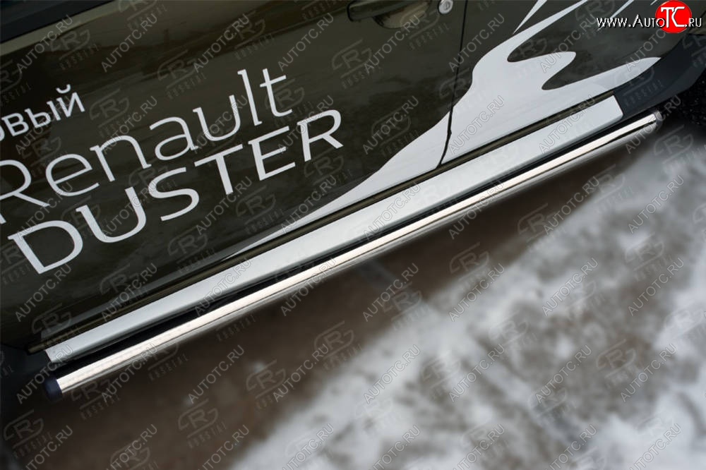 18 799 р. Защита порогов (Ø63 мм, нержавейка) SLITKOFF Renault Duster HS рестайлинг (2015-2021) (с пластиковыми заглушками)  с доставкой в г. Белгород