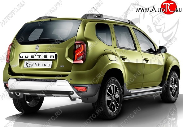 19 999 р. Защита порогов из круглой трубы диаметром 63 мм SLITKOFF Renault Duster HS рестайлинг (2015-2021) (Сталь с полимерным покрытием. Цвет: чёрный )  с доставкой в г. Белгород
