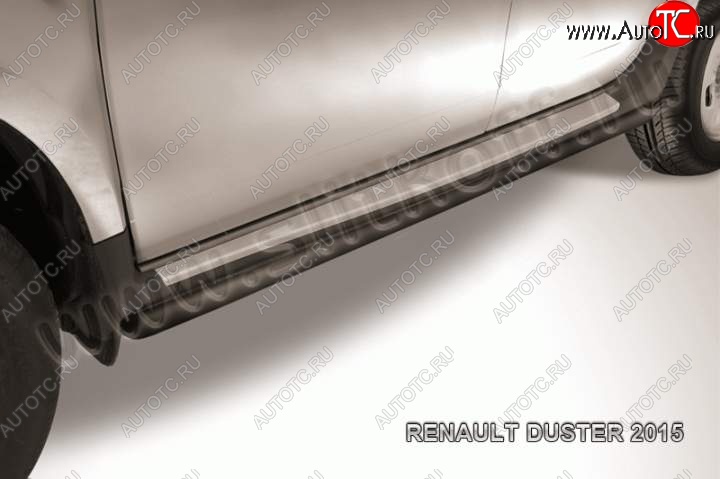 10 599 р. Защита порогов Slitkoff Renault Duster HS рестайлинг (2015-2021) (Цвет: серебристый)  с доставкой в г. Белгород