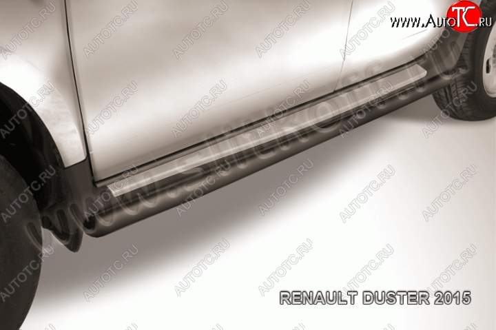 11 599 р. Защита порогов Slitkoff Renault Duster HS рестайлинг (2015-2021) (Цвет: серебристый)  с доставкой в г. Белгород