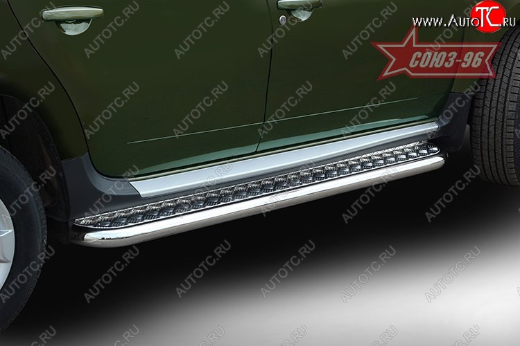 15 614 р. Защита порогов с листом Souz-96 (d60). Renault Duster HS рестайлинг (2015-2021)  с доставкой в г. Белгород