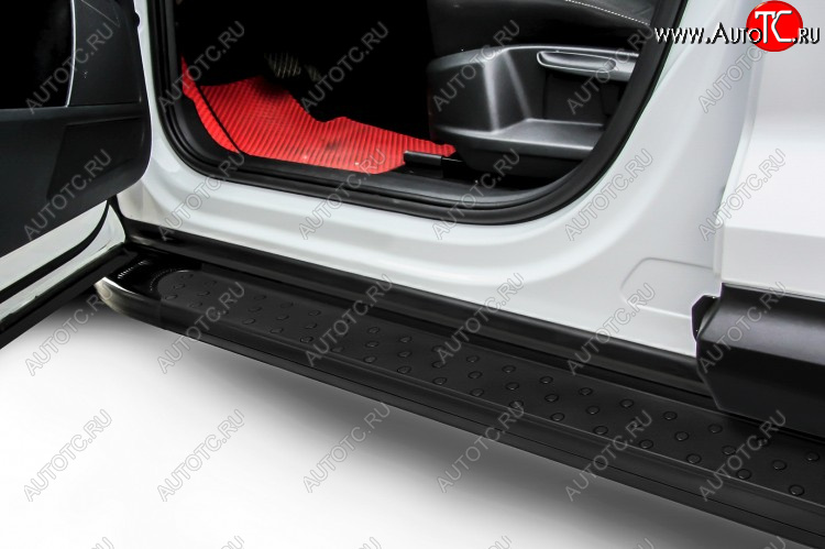 17 399 р. Пороги алюминиевые Slitkoff Renault Duster HS рестайлинг (2015-2021) (Standart Black)  с доставкой в г. Белгород