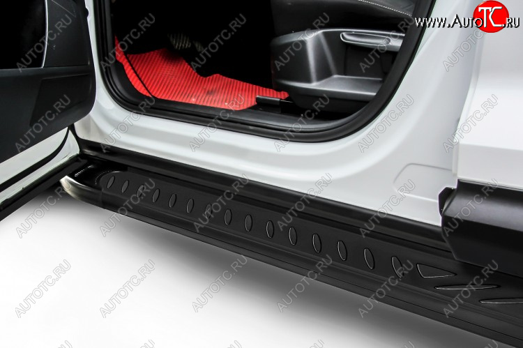 17 399 р. Пороги алюминиевые Slitkoff Renault Duster HS рестайлинг (2015-2021) (Elite Black)  с доставкой в г. Белгород