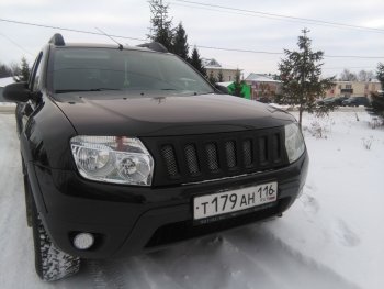 3 299 р. Решётка радиатора Sport Renault Duster HS дорестайлинг (2010-2015) (Неокрашенная)  с доставкой в г. Белгород. Увеличить фотографию 7