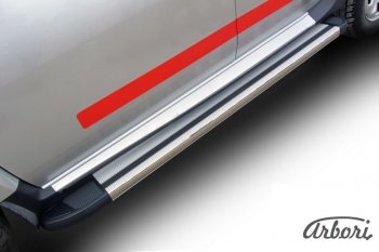 Порожки для ног Arbori Luxe Silver Renault Duster  HS (2010-2015) дорестайлинг