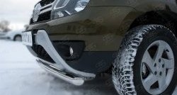 11 399 р. Одинарная защита переднего бампера диаметром 63 мм (рестайлинг) SLITKOFF  Renault Duster  HS (2010-2021) дорестайлинг, рестайлинг  с доставкой в г. Белгород. Увеличить фотографию 3