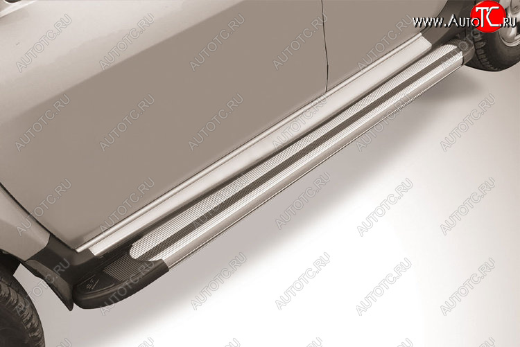 10 699 р. Пороги алюминиевые Slitkoff Renault Duster HS рестайлинг (2015-2021) (Luxe Silver)  с доставкой в г. Белгород