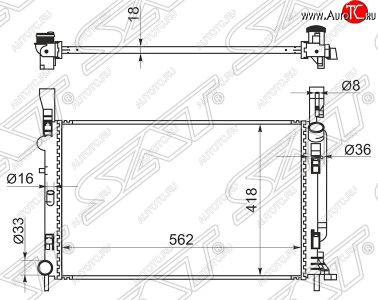 9 349 р. Радиатор двигателя SAT Renault Kangoo KW0 дорестайлинг (2008-2013)  с доставкой в г. Белгород