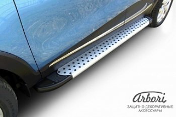Порожки для ног Arbori Standart Silver Renault Kaptur (2016-2025) дорестайлинг, рестайлинг