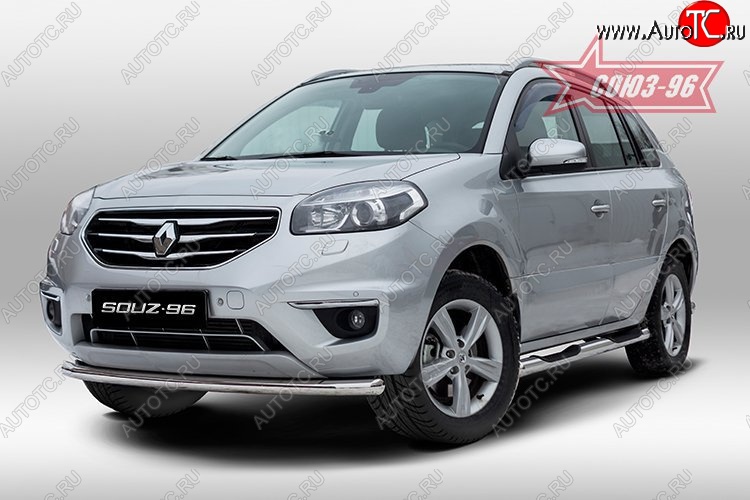 15 389 р. Защита переднего бампера одинарная Souz-96 Premium (d60) Renault Koleos 1 Phase 2 (2011-2013)  с доставкой в г. Белгород