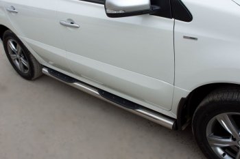 22 549 р. Защита порогов с пластиковыми вставками для ног из круглой трубы диаметром 76 мм SLITKOFF v2 Renault Koleos 1 Phase 2 (2011-2013)  с доставкой в г. Белгород. Увеличить фотографию 3