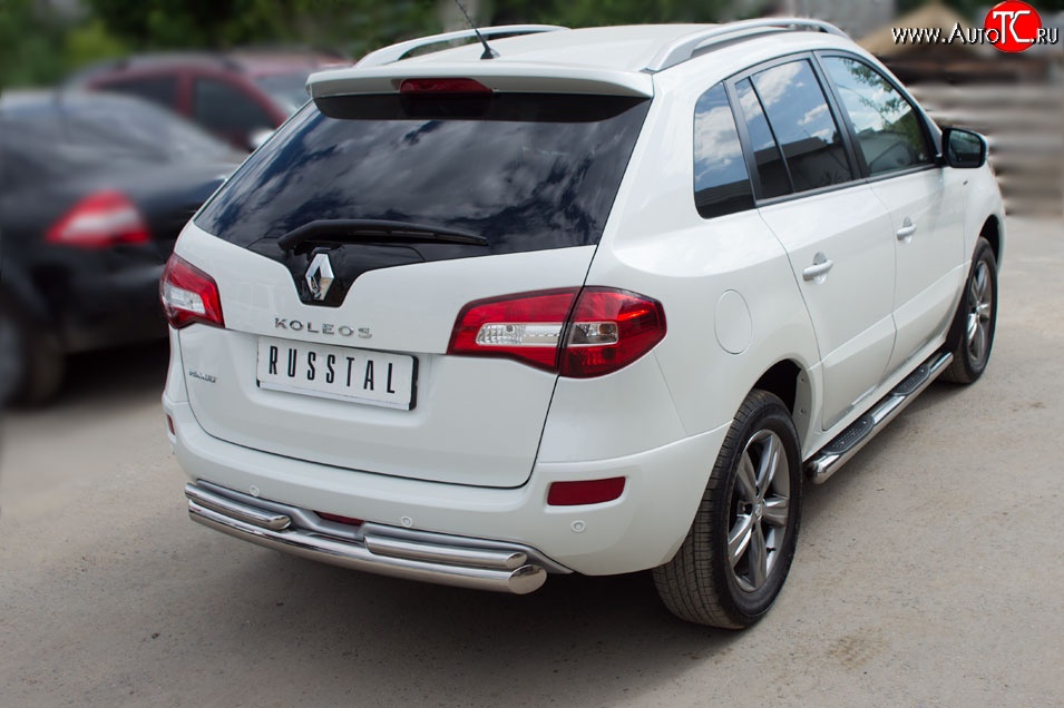 18 699 р. Защита заднего бампера (Ø76 и 42 мм, нержавейка) SLITKOFF Renault Koleos 1 Phase 2 (2011-2013)  с доставкой в г. Белгород