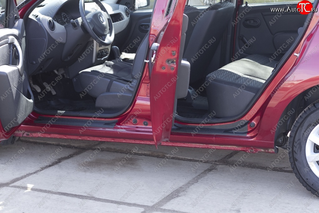 2 119 р. Накладки порожков салона RA Renault Sandero (BS) (2009-2014) (Комплект (передние+задние))  с доставкой в г. Белгород