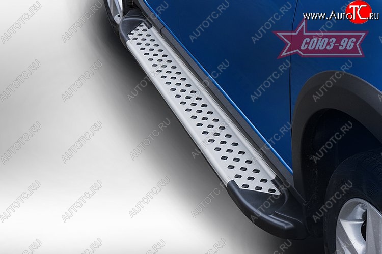 8 819 р. Пороги из алюминиевого профиля Souz-96 Renault Sandero (B8) дорестайлинг (2014-2018)  с доставкой в г. Белгород