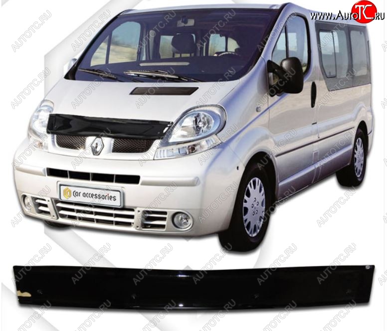 1 999 р. Дефлектор капота CA-Plastic Renault Trafic X83 рестайлинг (2006-2014) (Classic черный, Без надписи)  с доставкой в г. Белгород