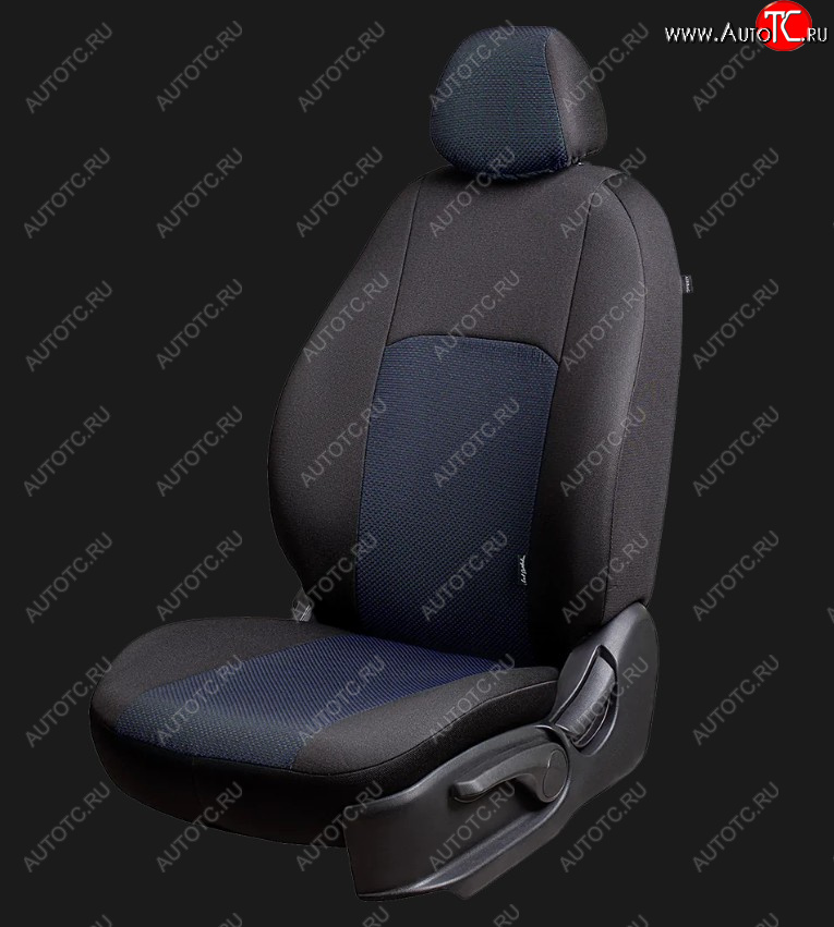 7 849 р. Чехлы сидений Lord Autofashion Дублин (жаккард, 60/40, раздельная спинка и сиденья, 3Г-образ. подголовника) Vortex Tingo рестайлинг (2012-2014) (Чёрный, Ёж синий)  с доставкой в г. Белгород
