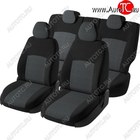 5 399 р. Чехлы сидений Lord Autofashion Дублин (жаккард, 60/40, раздельное заднее сиденье и спинка, 2Г-образ. подголовника) Ford Focus 2 седан рестайлинг (2007-2011) (Чёрный, зигзаг)  с доставкой в г. Белгород