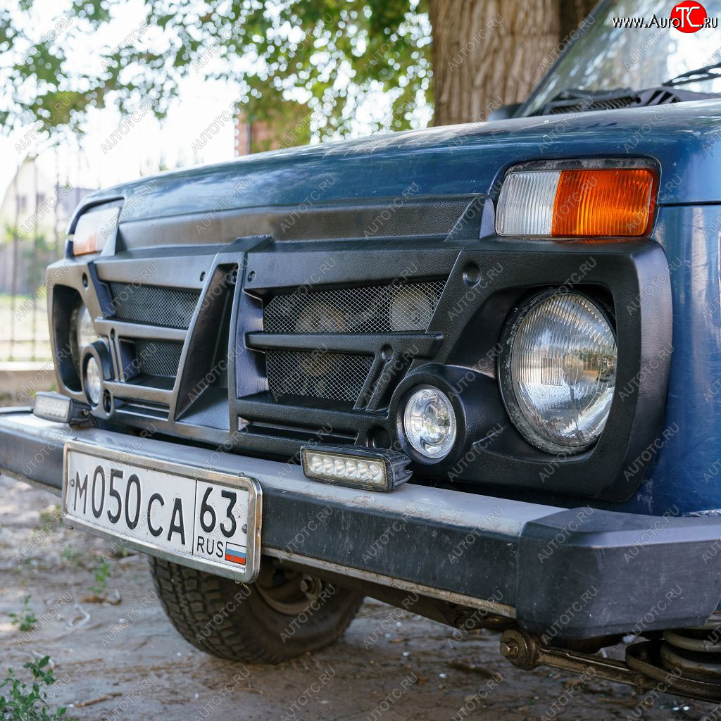 1 259 р. Декоративная решетка радиатора Autodemic (с противотуманками) Лада нива 4х4 2121 3 дв. 1-ый рестайлинг (2019-2021)  с доставкой в г. Белгород