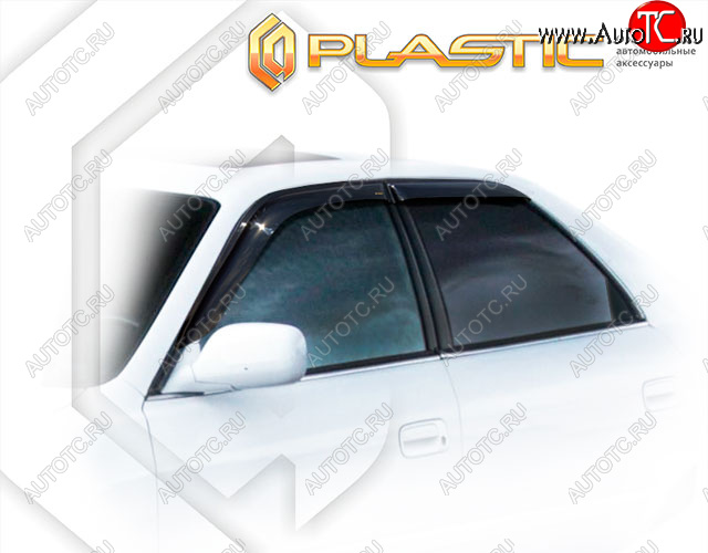 2 159 р. Ветровики дверей CA-Plastic Toyota Cresta X100 рестайлинг (1998-2001) (Classic полупрозрачный, без хром. молдинга)  с доставкой в г. Белгород