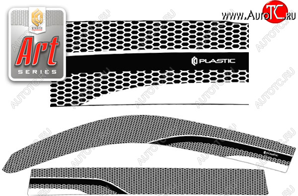 2 559 р. Ветровики дверей CA-Plastic Lexus LX570 J200 дорестайлинг (2007-2012) (Серия Art серебро, без хром. молдинга, крепление скотч)  с доставкой в г. Белгород