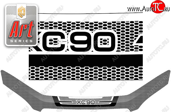 3 299 р. Дефлектор капота CA-Plastic Volvo XC90 L дорестайлинг (2015-2019) (Art белая)  с доставкой в г. Белгород