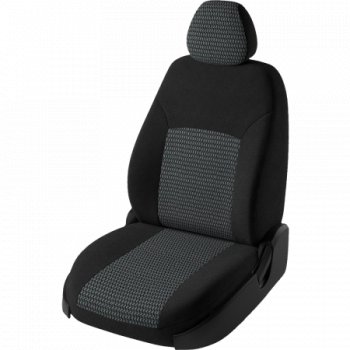 Чехлы сидений Lord Autofashion Дублин (комплектация Комфорт Клаб, жаккард, 60/40, раздельная задняя спинка и сиденье, 2Г-образных подголовника) Лада Гранта FL ( 2191,  2194,  2192) (2018-2025) лифтбек, универсал, хэтчбек (Чёрный, зигзаг)