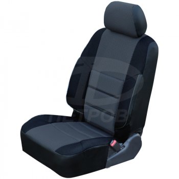 4 799 р. Чехлы (экокожа/жаккард, с подл.) ПЕТРОВ А10 Daewoo Gentra седан (2005-2011) (черный/черный)  с доставкой в г. Белгород. Увеличить фотографию 2