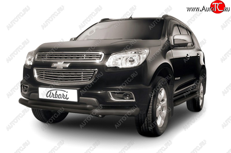 12 649 р. Защита переднего бампера двойная (диаметр 76+57 мм) Arbori Chevrolet Trailblazer GM800 дорестайлинг (2012-2016)  с доставкой в г. Белгород