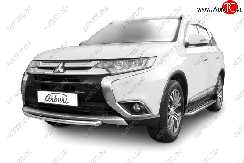 4 499 р. Защита переднего бампера (короткая диаметр 57 мм) Arbori Mitsubishi Outlander GF 2-ой рестайлинг (2015-2018)  с доставкой в г. Белгород