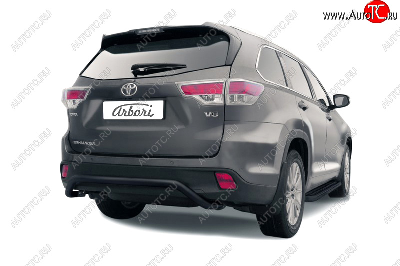 2 799 р. Защита заднего бампера (диаметр 57 мм) Arbori Toyota Highlander XU50 дорестайлинг (2013-2017)  с доставкой в г. Белгород