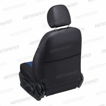 13 849 р. Чехлы сидений (экокожа, сплош. сп./с вырезом под подл.) Автопилот Audi A4 B7 седан (2004-2008) (черный/синий)  с доставкой в г. Белгород. Увеличить фотографию 2