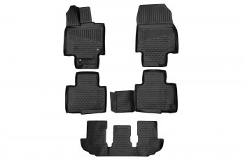 Коврики салона (полиуретан) Element 3D Toyota Highlander  XU70 (2020-2025) (Чёрные)